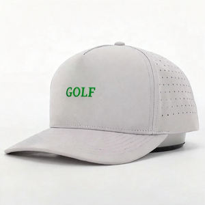 Custom 5 Panel Rubber Patch Logo Snapback Cap Laser Cut Holes Perforated <b>Waterproof</b> <b>Golf</b> Cap - Product Image 6