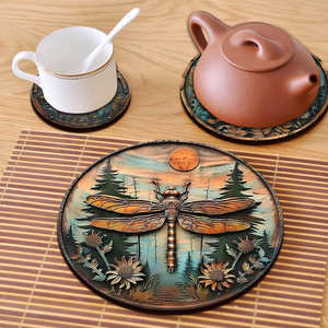 106. Ensemble de dessous-de-verre en bois de haute qualité, construction robuste, idéal pour éviter les marques de chaleur sur les tables délicates - Product Image 1