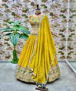 Precio al por mayor de moda XXL Georgette bordado volante trabajo Lehenga Choli Dupatta estilo pakistaní desgaste de fiesta Ropa Étnica - Product Image 2