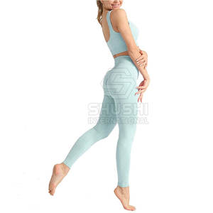 Conjunto de Yoga para Mujer de la Mejor Calidad, Diseño Sólido, Hecho en Pakistán, Transpirable, Spandex/Nailon, 2 Piezas, Ropa de Gimnasio, Cintura Elástica Personalizable - Product Image 5