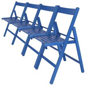 ชุดเก้าอี้สนาม WELL HOME รุ่น Baseline จำนวน 4 ตัว ทำจากไม้บีช พร้อมเคลือบสีน้ำเงิน สำหรับใช้ในบ้านและนอกบ้าน - Product Image 1