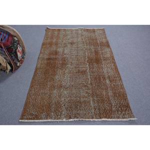 พรมตุรกีวินเทจ6.6ft 3.4 x พื้นที่ขนาดใหญ่ขนสัตว์สีน้ำตาลรูปแบบนามธรรมออกแบบเย็บปะติดปะต่อกันสำหรับห้องโถงพรมยางรุ่นสำรองในห้อง - Product Image 1