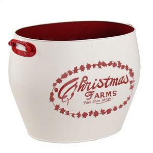 Maceta de cubo de pino de vacaciones creada para esquinas de jardín con acabado rústico para sostener mini árboles y decoraciones festivas - Product Image 4