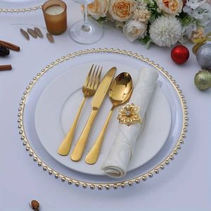 Platos de metal de diseño elegante para bodas, banquetes, eventos festivos y decoración del hogar con un acabado lujoso - Product Image 5