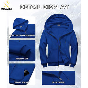 Sudaderas con capucha para hombre Zip Up Sherpa Lined Sudaderas Heavyweight Thick Warm Fleece Chaqueta de invierno. - Product Image 4