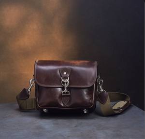 Sac de support d'appareil photo en cuir de buffle décontracté élégant 100% cuir meilleur prix en Inde fabriqué avec fermeture à glissière - Product Image 3