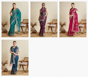 ผ้าส่าหรีผ้าฝ้ายผสมไหมสำหรับผู้หญิง ลายพิมพ์ฟอยล์ สไตล์อินเดีย ปากีสถาน เหมาะสำหรับงานแต่งงาน งานปาร์ตี้ แห้งเร็ว ทุกโอกาส - Product Image 5