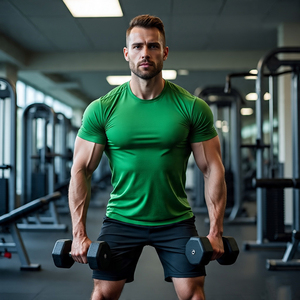Musculation à manches courtes t-shirts hommes décontracté été Fitness t-shirts homme surdimensionné couleur unie basique Fitness t-shirts hommes - Product Image 4
