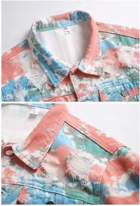 Veste en jean en détresse de haute qualité pour hommes Manteau d'hiver à col montant avec style déchiré High Street Fashion - Product Image 4