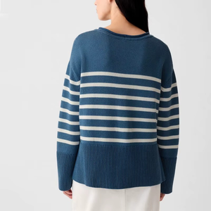 Suéter de Punto de Alta Calidad al por Mayor para Mujer, 100% Algodón, Ecológico, Casual, Holgado, de Manga Larga y Cuello Redondo - Product Image 2