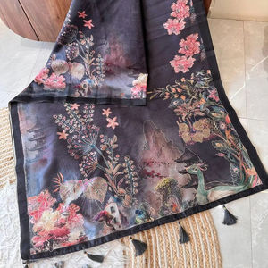 Saree de seda suave pura de diseñador para ropa de fiesta de boda hermoso bordado y trabajo de secuencia frontera ropa india y paquistaní - Product Image 1