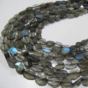 Labradorite naturelle ovale facettes 6-10mm perles bleu flashy brins 13 pouces de long - Product Image 1