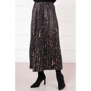 <b>Black</b> <b>Pleated</b> Digital Printed Gothskiirt Breathable Spandex Straight Midi Wrap <b>Skirt</b> with Sequined Ruffles XS Size - Product Image 3
