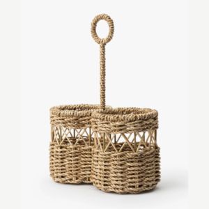 Cubiertos de algas marinas tejidas de estilo rústico para encimera con asa, organizador de cubiertos de mimbre para restaurante de Hotel en casa - Product Image 4