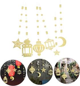 Modern Ramadan Wreath in Metal with Crescent, Star & Geometric Patterns - Product Image 3