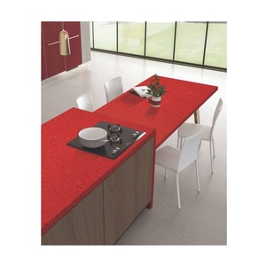 Luxurious Polished Red Quartz Slab with Marble Design for Tabletops Artificial Slab Stone From Indian Supplier - Product Image 1