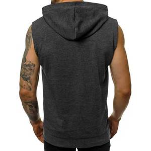 OEM Sweats à capuche pour hommes Gym sans manches sweat à capuche pour hommes Impression personnalisée débardeurs à capuche d'entraînement en coton uni de haute qualité pour couper le muscle - Product Image 2