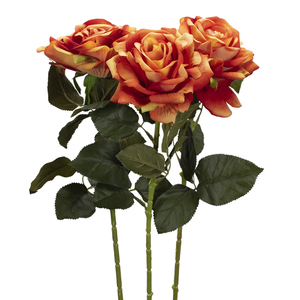 Arancione realistico/bianco/rosso 3 rose artificiali 76cm Bouquet da sposa e decorazioni per la casa fiori finti rose per un appello elegante - Product Image 1