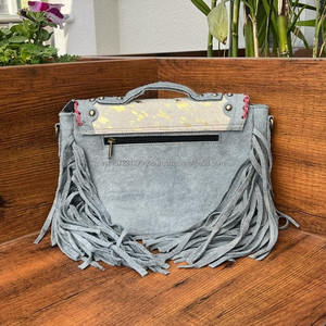 Nuevo bolso de mano con flecos de piel de ante metálico hecho a mano Real, bolso cruzado con estilo occidental, bolso de hombro para mujer, superventas - Product Image 5