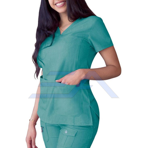 2025 Medical Women's <b>Scrub</b> <b>Top</b> Custom Logo Printing High Quality Cotton Polyester Seamless Fusing Needle Detection for Hospital - Product Image 2