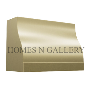 Chimenea ventilada personalizada, campana extractora de acero inoxidable, campana extractora de escape montada en la pared del Viejo Mundo, acento de latón con cepillo dorado - Product Image 2