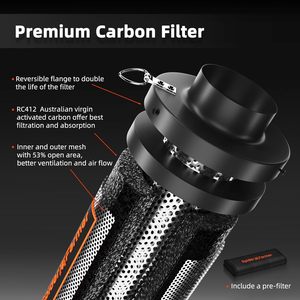 Bộ lọc khí Spider Farmer 4 inch, bộ điều khiển tốc độ và độ ẩm RJ12, bộ lọc than hoạt tính, quạt thông gió EC siêu yên tĩnh, bộ dụng cụ trồng thủy canh trong lều trồng cây - Product Image 6