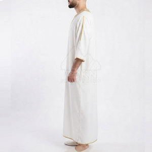Modern Moroccan Jubba for <b>Men</b> Traditional Islamic Lightweight Breathable Cotton Casual Spring Elegant Design Comfortable Wearing - Product Image 3