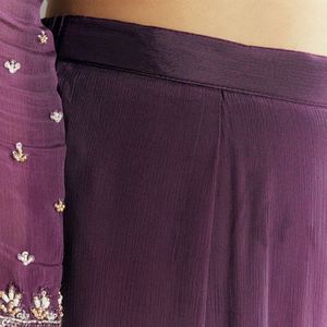 Viola scuro Chinon paillettes Kurta Sharara con Dupatta elegante abito festivo per abiti da sposa da donna - Product Image 6