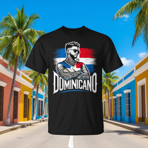 T-shirt homme style tatouage dominicain, col rond, manches courtes, impression numérique, promotionnel pour adulte - Product Image 3