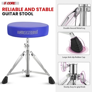 5Core Drum Throne Adjustable Guitar <b>Stool</b> <b>Padded</b> Seat + Drum Practice Pad Snare Drumming Stand - Product Image 2