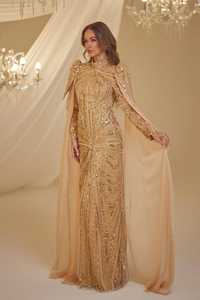 Vestido de Fiesta Largo Elegante con Cuentas y Lentejuelas, Estilo Princesa, con Mangas Largas y Estampado Floral, Bordado con Logotipo en la Parte Delantera - Product Image 5