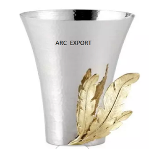 Design attrayant Calla Lilly Flower Vases à fleurs décoratifs en métal créatif avec des Vases faits à la main de couleur or et blanc d'Inde - Product Image 5