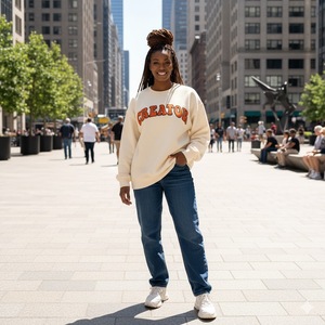 Sudadera de Forro Polar Oversize Personalizada con Logo Bordado para Mujer, Cuello Alto Simulado, Manga Larga, Estilo Casual Otoño/Invierno - Product Image 1