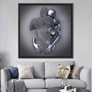 Impresión en lienzo de pareja abrazada, regalo romántico para el Día de San Valentín, con marco negro - Product Image 1