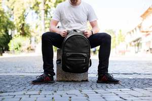 Large Capacity Vintage Genuine <b>Leather</b> <b>Backpack</b> for <b>Men</b> Durable Waterproof Cotton Portable Polyester for Daily Office Use - Product Image 3
