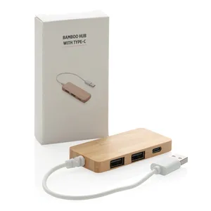 Eco-Friendly Bamboo <b>USB</b> <b>Hub</b> with Type C for Promotional <b>USB</b> Gadgets - Product Image 4