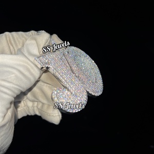 Pendentif en diamant cultivé en laboratoire VVS personnalisé collier à breloques en argent 925 avec nom collier à breloques en diamant CVD personnalisé Hip Hop Bustdown - Product Image 3