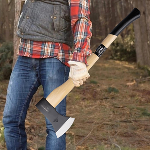 Hache de fendeur professionnelle de 1250g avec fourreau en cuir véritable, hache à bois robuste en acier forgé pour le camping et le jardinage - Product Image 2
