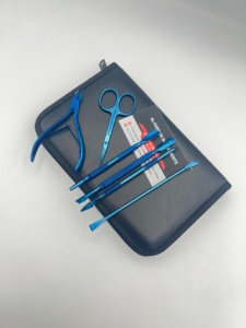 Juego de Herramientas de Manicura y Pedicura de Acero Inoxidable de Grado Quirúrgico, Color Azul Plasma, con Estuche de Cuero, Cortaúñas y Tijeras para Cutículas - Product Image 6