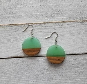 Elegant Handmade <b>Earrings</b> in Mango Wood and Resin with Intricate Swirl Carving and Color Variants Perfect Gift for Her - Product Image 5