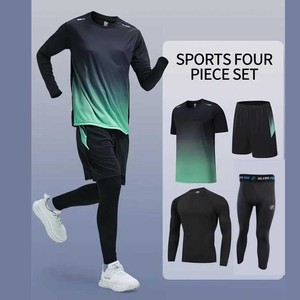 Conjunto personalizable de cuatro piezas sublimado 100% poliéster deportes kit secado rápido ligero fútbol uniforme de fútbol traje completo estampado - Product Image 1
