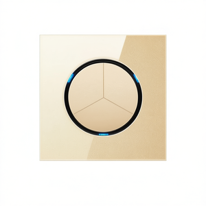 Panel de Interruptores LED Redondo de Vidrio Templado de 86 mm con Tres Controles Dorados - Product Image 2