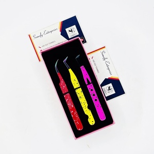 Somofy Enterprises Professional Eyelash Tweezers <b>Set</b> Stainless Steel Precision <b>Tools</b> Custom Logo Packaging Red/Yellow/<b>Pink</b> - Product Image 5