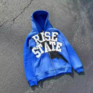 Sudaderas con capucha desgastadas logotipo bordado personalizado peso ligero superventas sudaderas con capucha con bordado desgastado impresas personalizadas - Product Image 3