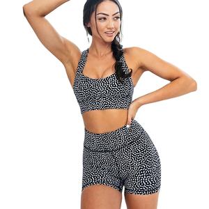 Conjunto de pantalones cortos de Sujetador deportivo personalizable de 2 piezas de alta calidad para mujer, ropa deportiva transpirable de secado rápido para Yoga y gimnasio, cintura media sólida - Product Image 5