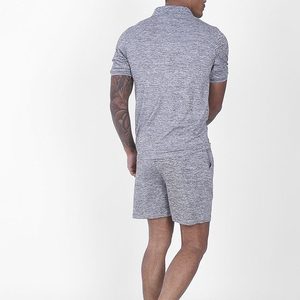 Logotipo personalizado Hombres Streetwear Polo de manga corta y pantalones cortos con cordón Conjuntos de dos piezas Hombres Color sólido Casual Trajes sueltos - Product Image 4