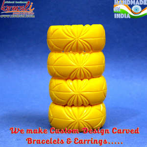Yellow Carved Resin <b>Bangle</b> <b>Bracelet</b> Retro Vintage Style Handmade Jewelry Ideal for Everyday Wear or Special Occasions - Product Image 6