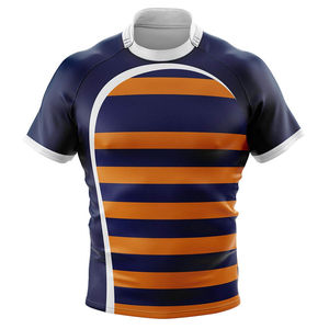 Camiseta de Rugby Personalizada, Transpirable, de Secado Rápido, Sublimada, de Poliéster/Algodón, Uniforme Masculino con Diseño Colorido - Product Image 2