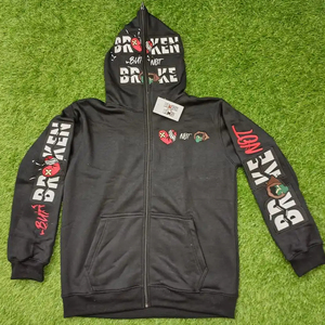 LOGO personnalisé hommes sweat à capuche zippé mode décontracté Patch travail visage intégral sweats à capuche zippés hauts sweat à capuche brodé zippé complet - Product Image 1