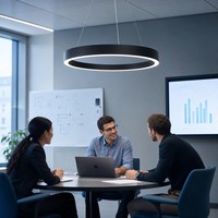 Lampe suspendue LED circulaire moderne pour salle de réunion, éclairage annulaire LED 800 mm, luminaire collaboratif